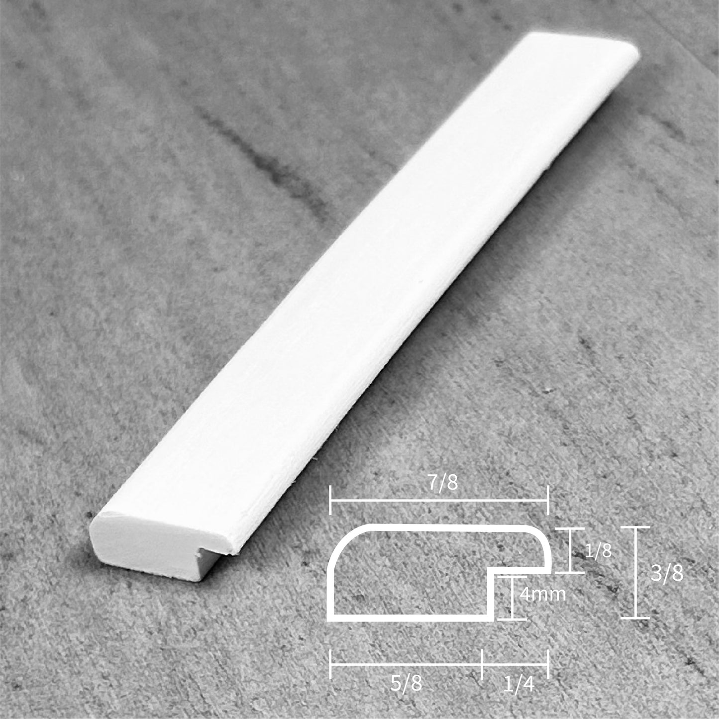 Stainable and flexible, 4mm bullnose stair trim, for your vinyl and laminate floors.