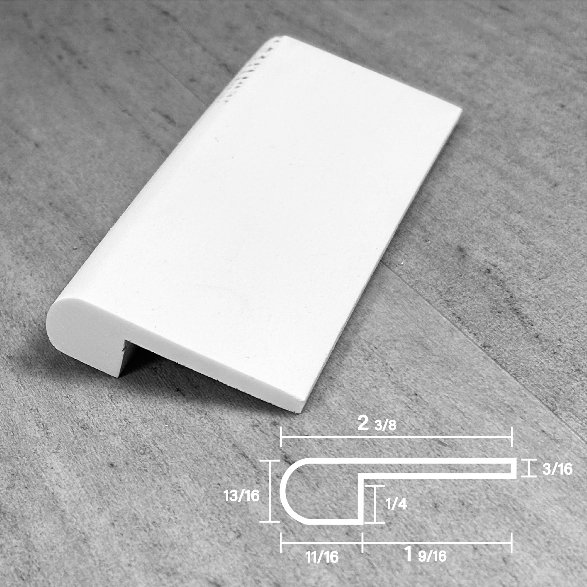 Stainable and flexible, 3/16" bullnose stair trim, for your vinyl and laminate floors.