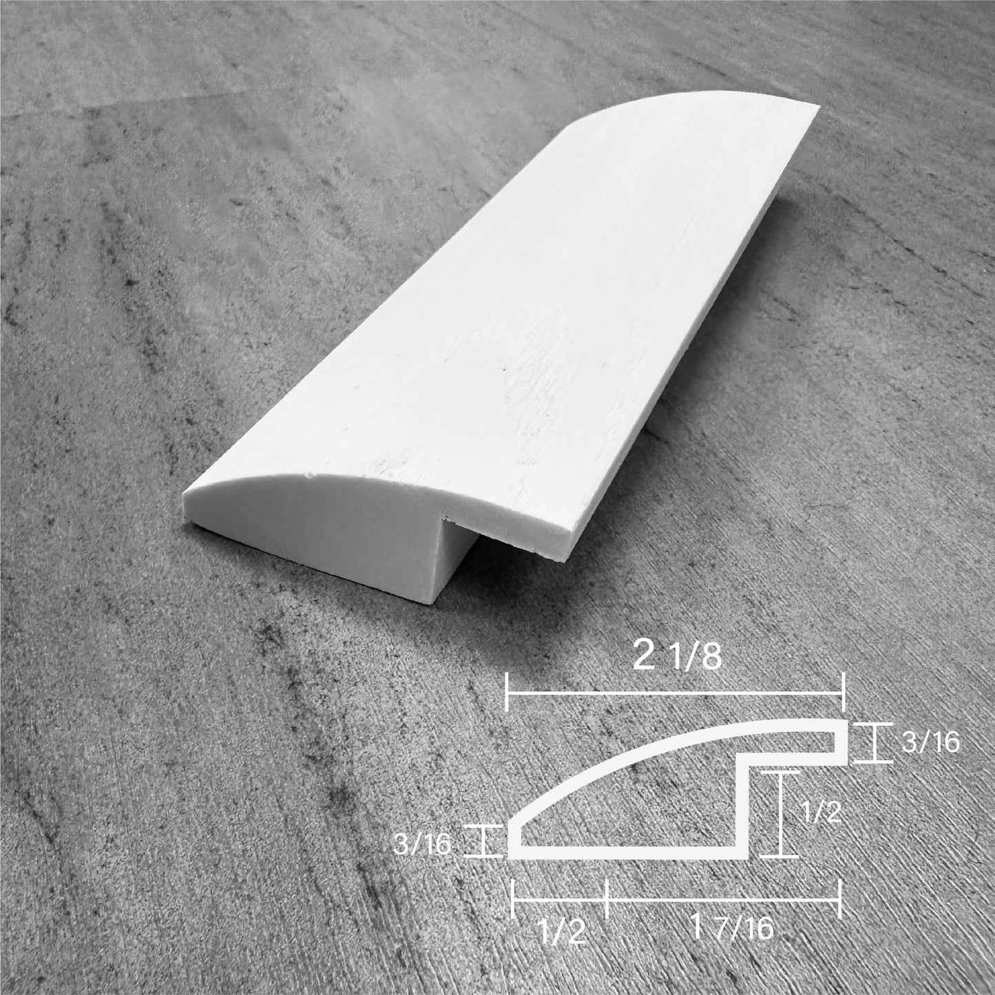 Stainable and flexible, 1/2" reducer strip or trim, for your vinyl and laminate floors.