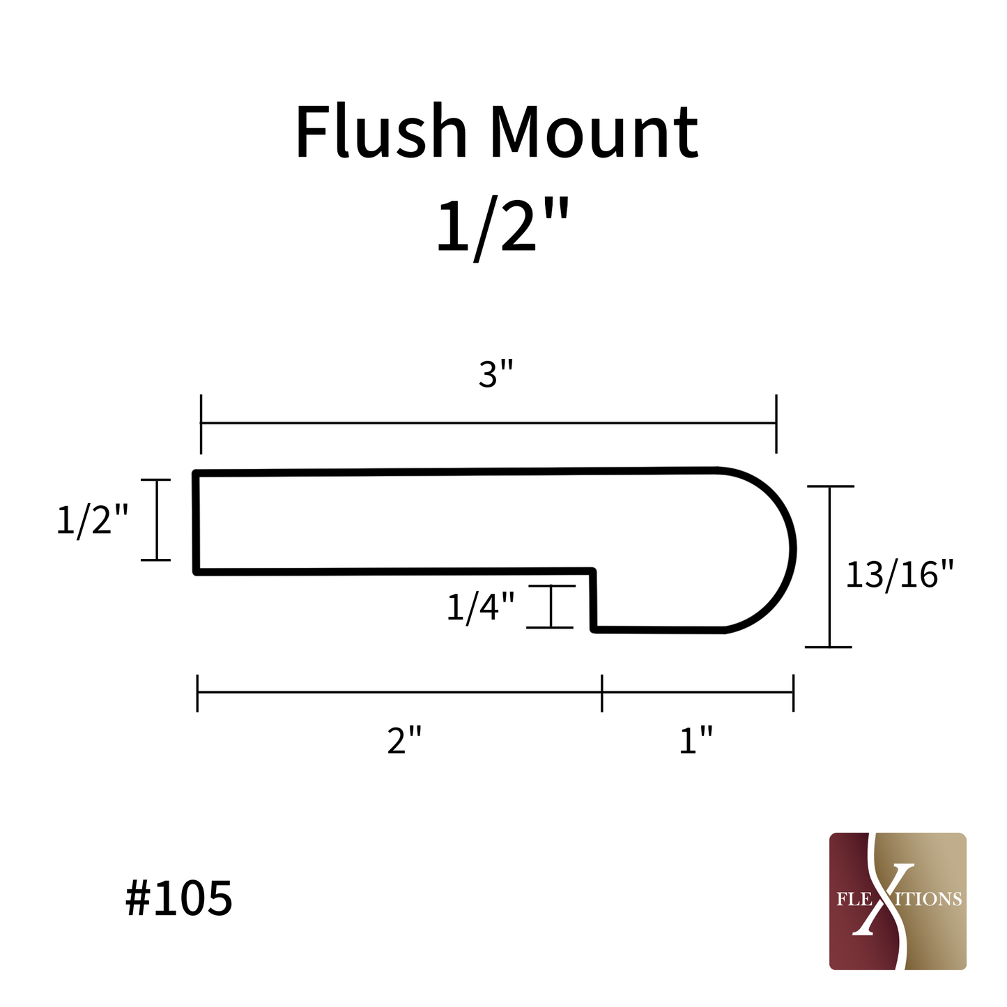 #105-7 | Flexitions Nariz de escalera de montaje empotrado de 1/2" 84"