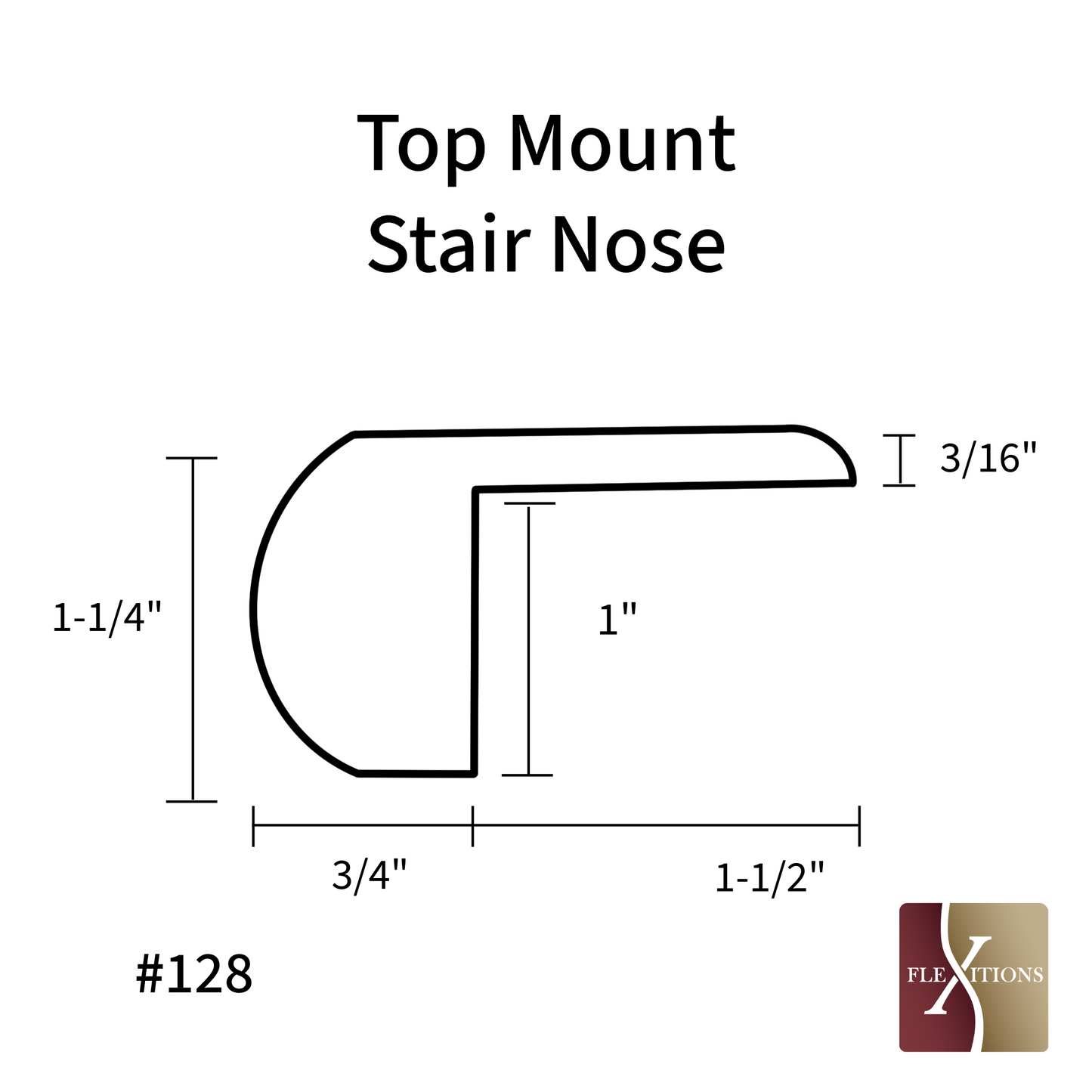 #1128 | Flexitions 1" Top Mount Stair Nose