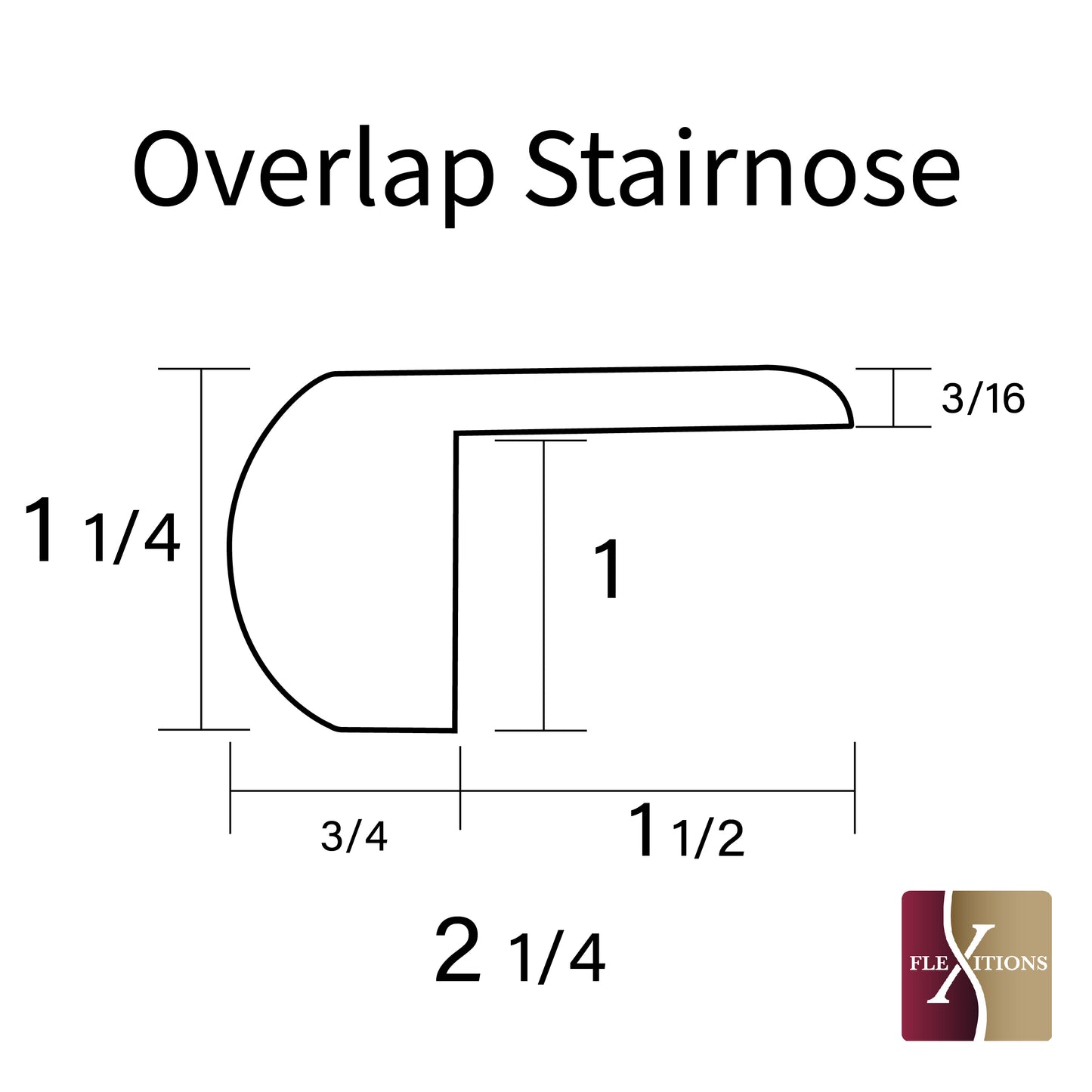 Flexible Stainable 1" Top Mount Overlap Stair nose 84"