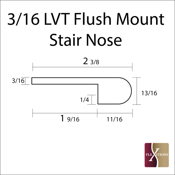  Stainable Flexible 3/16" LVT Flush Mount Stair Nose