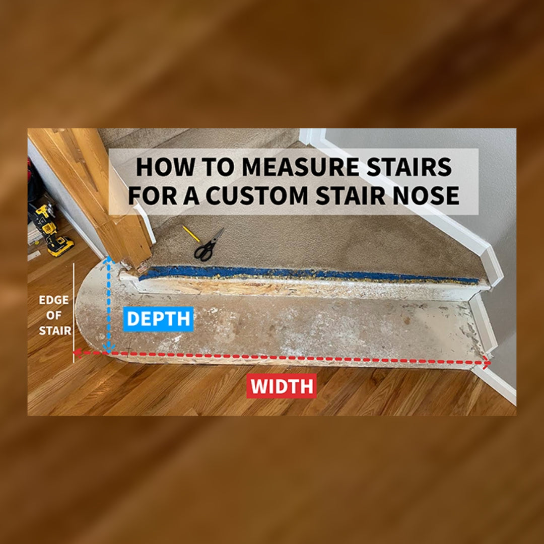 how to measure for Custom Stair Nosing Flexible Stainable Transitions for curved stairs