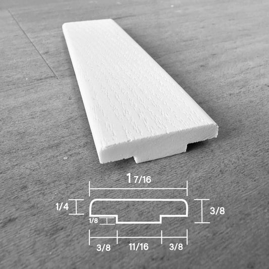 Stainable and flexible, 1 and 7/16" strip or trim, for your vinyl and laminate floors.