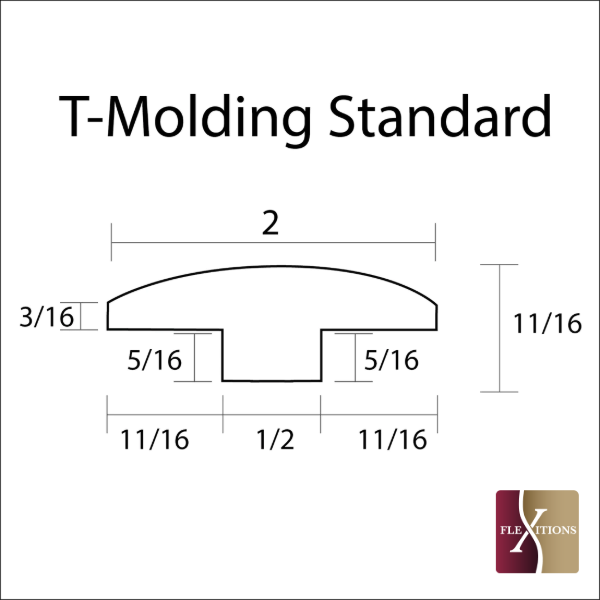 Flexible and Stainable T Molding for transitions that have a radius or arc