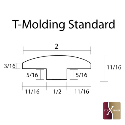 Flexible and Stainable T Molding for transitions that have a radius or arc